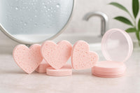 Heart-Shaped Compressed Face Sponges & Holder – Eye Make up Remover Reusable Qty 50pcs