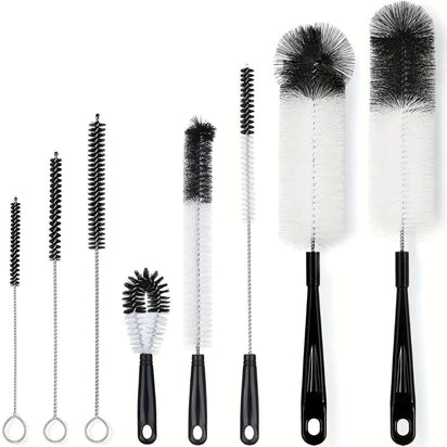 8-Piece Bottle Brush Set – Multi-Size Cleaning Brushes for Glasses, Wine, Kettles, Bottles & Test Tubes.