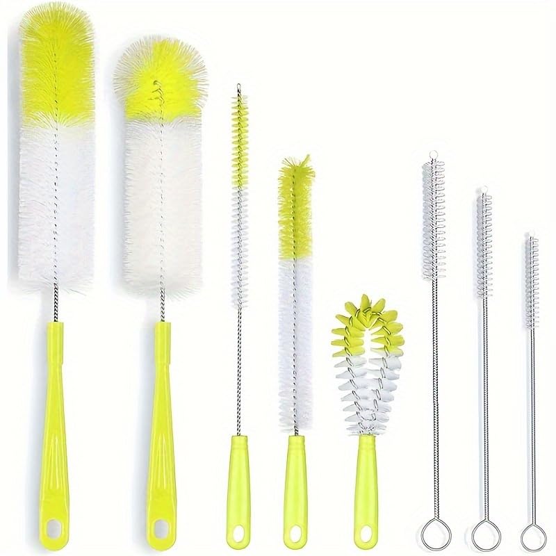 8-Piece Bottle Brush Set – Multi-Size Cleaning Brushes for Glasses, Wine, Kettles, Bottles & Test Tubes.