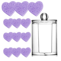 Heart-Shaped Compressed Face Sponges & Holder – Eye Make Up Remover, Reusable Qty 100 Pcs