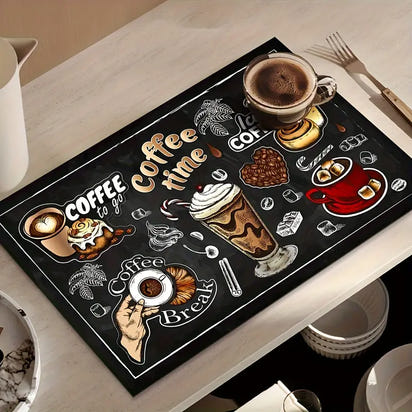 Coffee Maker Machine Mat -Themed Dish Drying Mat