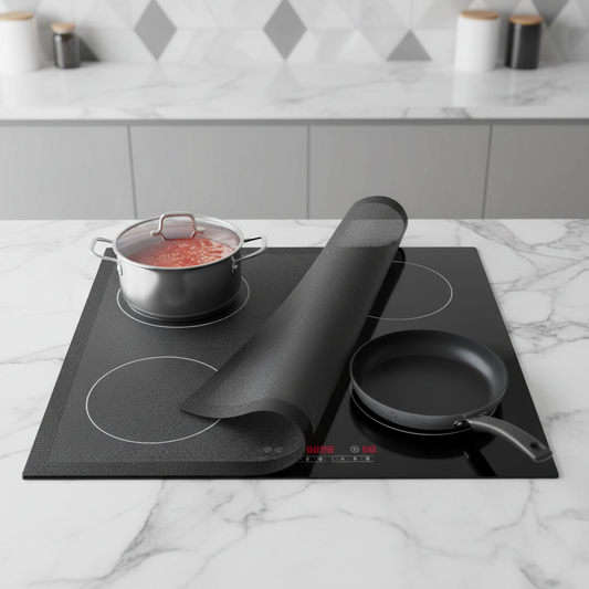 Induction Hob Protector Mat Translucent Mesh Silicone Fiberglass 78 x 52 cm