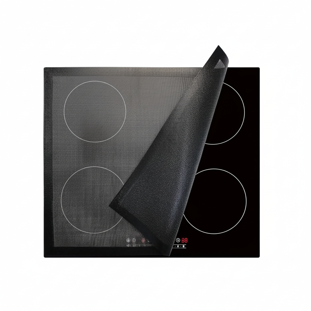 Induction Hob Protector Mat Translucent Mesh Silicone Fiberglass 78 x 52 cm