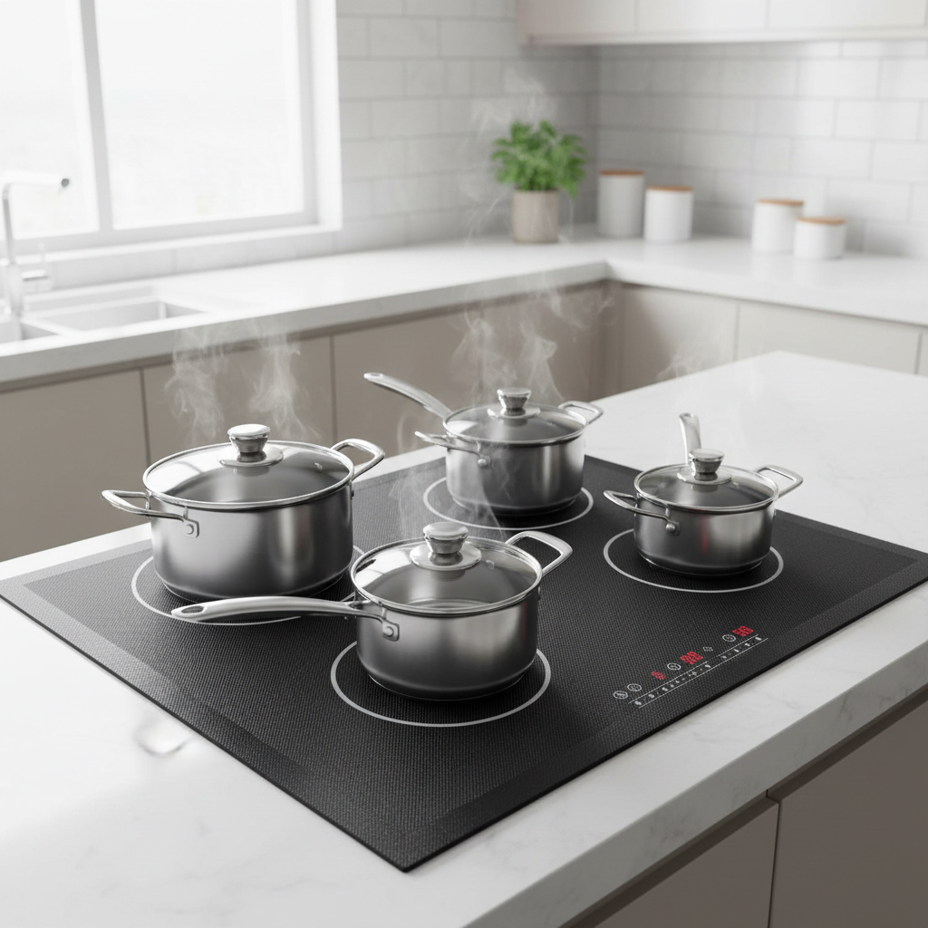 Induction Hob Protector Mat Translucent Mesh Silicone Fiberglass 78 x 52 cm