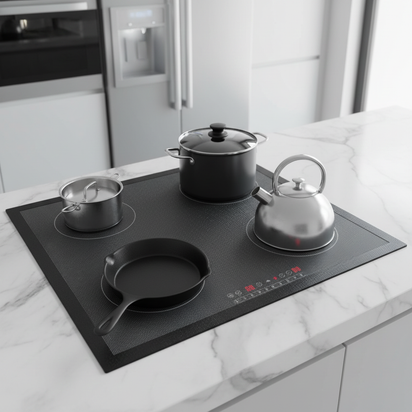 Induction Hob Protector Mat Translucent Mesh Silicone Fiberglass 78 x 52 cm