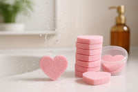 Heart-Shaped Compressed Face Sponges & Holder – Eye Make up Remover Reusable Qty 50pcs
