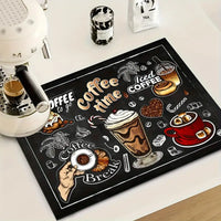 Coffee Maker Machine Mat -Themed Dish Drying Mat