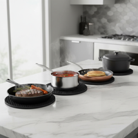 Black Heat-Resistant Silicone Trivets Non-Stick Pot Holders, Easy to Clean 7 inch 4 Pcs