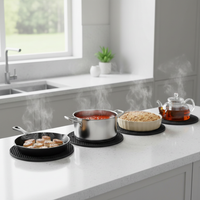 Induction Hob Protector Mat 78 x 52 cm with 4 Silicone Trivets Black