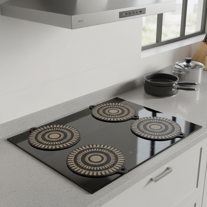 NU-IDEAS Induction Hob Protector Mats Round Trivets  Fibreglass Heat Resistant 4 Pcs