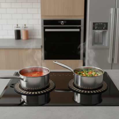 NU-IDEAS Induction Hob Protector Mat - 22cm Round Silicone Mat, Non-Slip, Heat Resistant 2 x Pcs