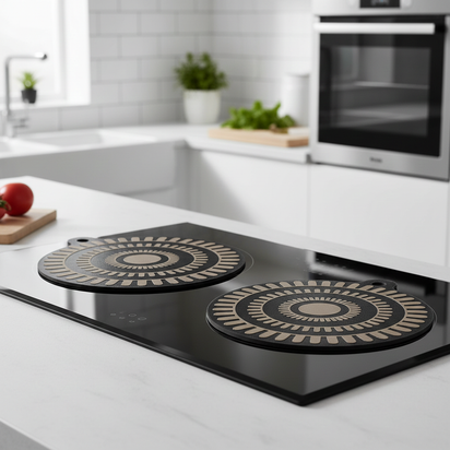NU-IDEAS Induction Hob Protector Mat - 22cm Round Silicone Mat, Non-Slip, Heat Resistant 2 x Pcs