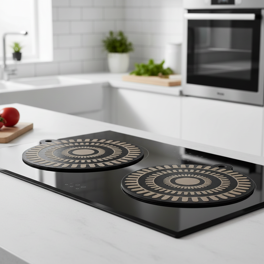 NU-IDEAS Induction Hob Protector Mat - 22cm Round Silicone Mat, Non-Slip, Heat Resistant 2 x Pcs