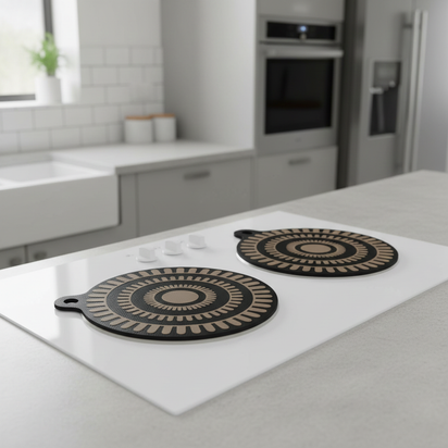 NU-IDEAS Induction Hob Protector Mat - 22cm Round Silicone Mat, Non-Slip, Heat Resistant 2 x Pcs
