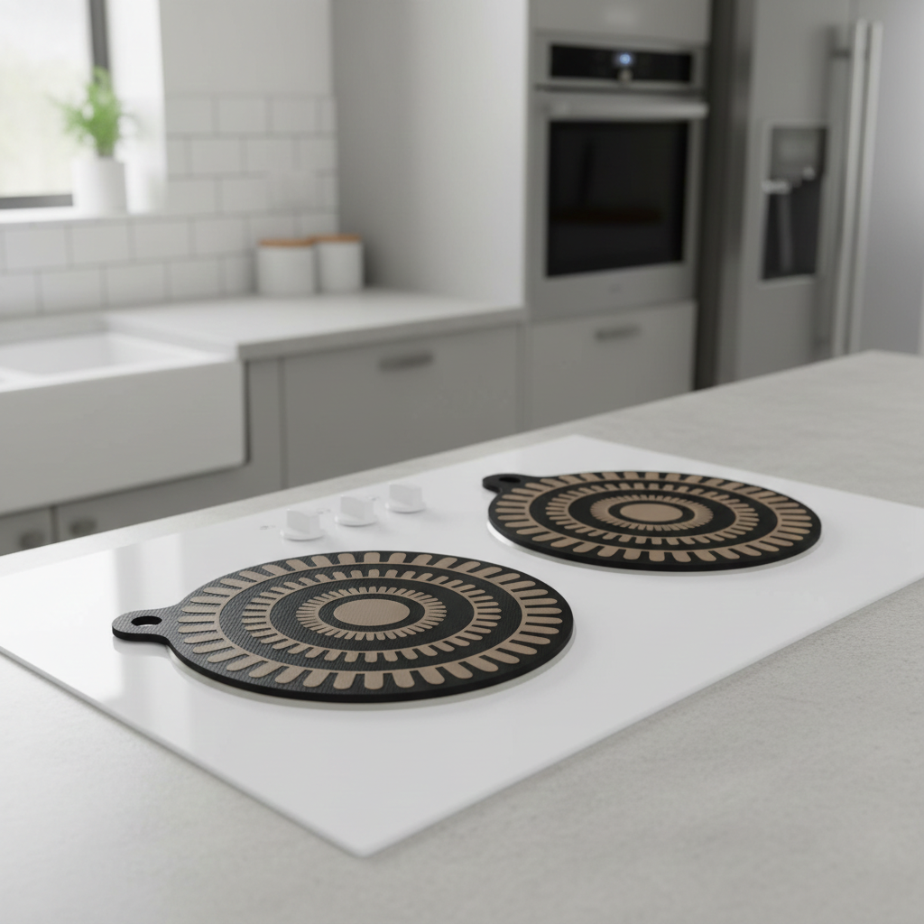 NU-IDEAS Induction Hob Protector Mat - 22cm Round Silicone Mat, Non-Slip, Heat Resistant 2 x Pcs