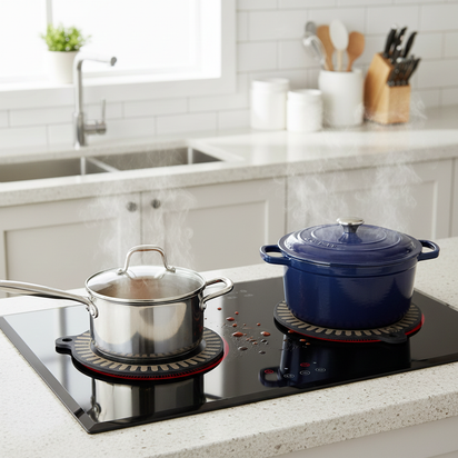 NU-IDEAS Induction Hob Protector Mat - 22cm Round Silicone Mat, Non-Slip, Heat Resistant 2 x Pcs