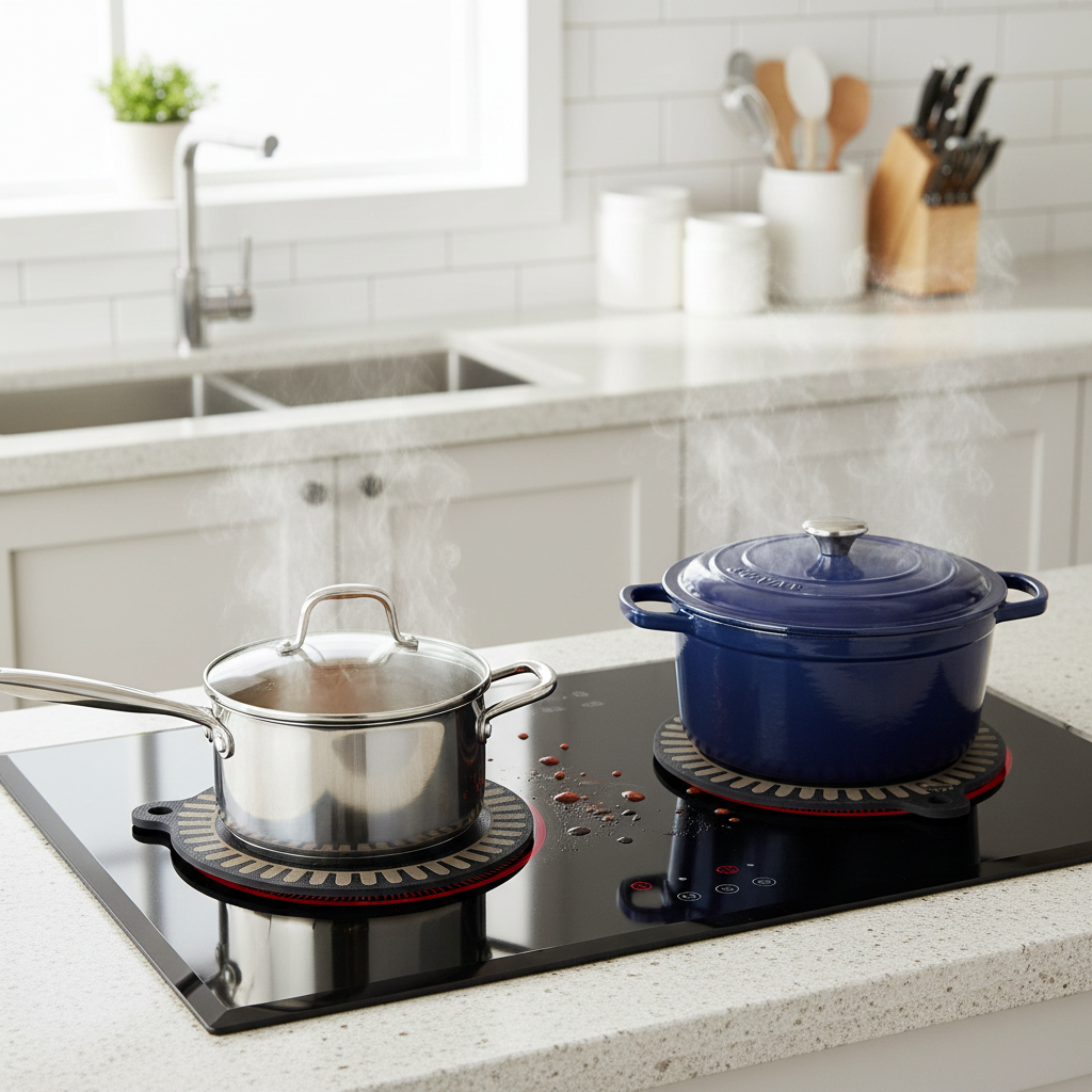 NU-IDEAS Induction Hob Protector Mat - 22cm Round Silicone Mat, Non-Slip, Heat Resistant 2 x Pcs