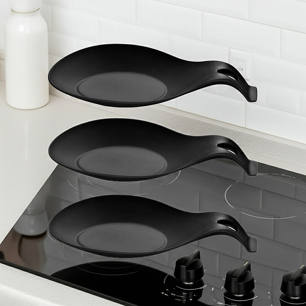 NU-IDEAS Silicone Spoon Rest Holder Set of 3 – Heat-Resistant Kitchen Utensil Rests