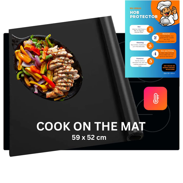 Nu-ideas Induction hob protector mat 59x52cm silicone fibre black