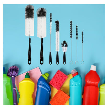 8-Piece Bottle Brush Set – Multi-Size Cleaning Brushes for Glasses, Wine, Kettles, Bottles & Test Tubes.