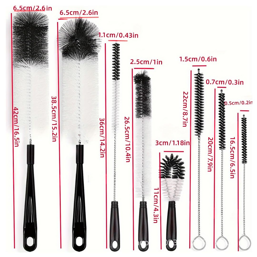 8-Piece Bottle Brush Set – Multi-Size Cleaning Brushes for Glasses, Wine, Kettles, Bottles & Test Tubes.
