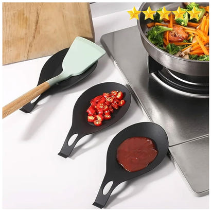 NU-IDEAS Silicone Spoon Rest Holder Set of 3 – Heat-Resistant Kitchen Utensil Rests