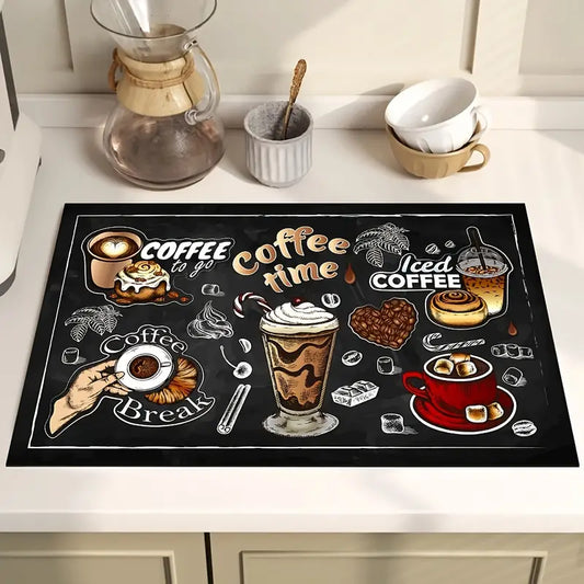 Coffee Maker Machine Mat -Themed Dish Drying Mat