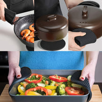 Black Heat-Resistant Silicone Trivets Non-Stick Pot Holders, Easy to Clean 7 inch 4 Pcs