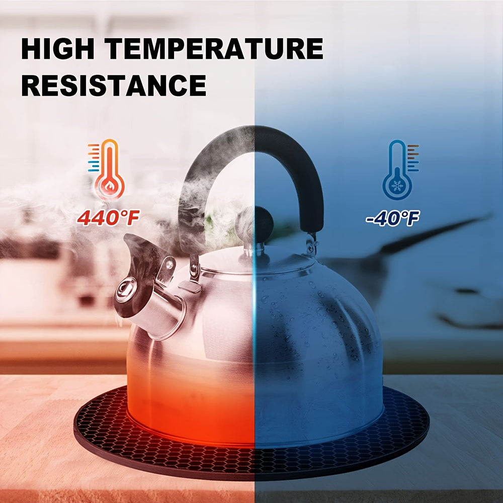 Black Heat-Resistant Silicone Trivets Non-Stick Pot Holders, Easy to Clean 7 inch 4 Pcs